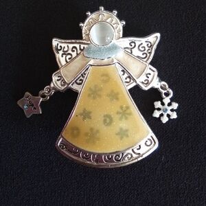Kohl's Holiday Angel Charm Brooch Pin Winged Halo Hope Star Snowflake Gems Wings